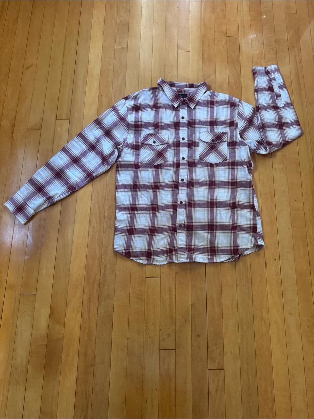RSQ Collective cream, pale yellow, barn red Plaid Button-Down Shirt men’s XXL